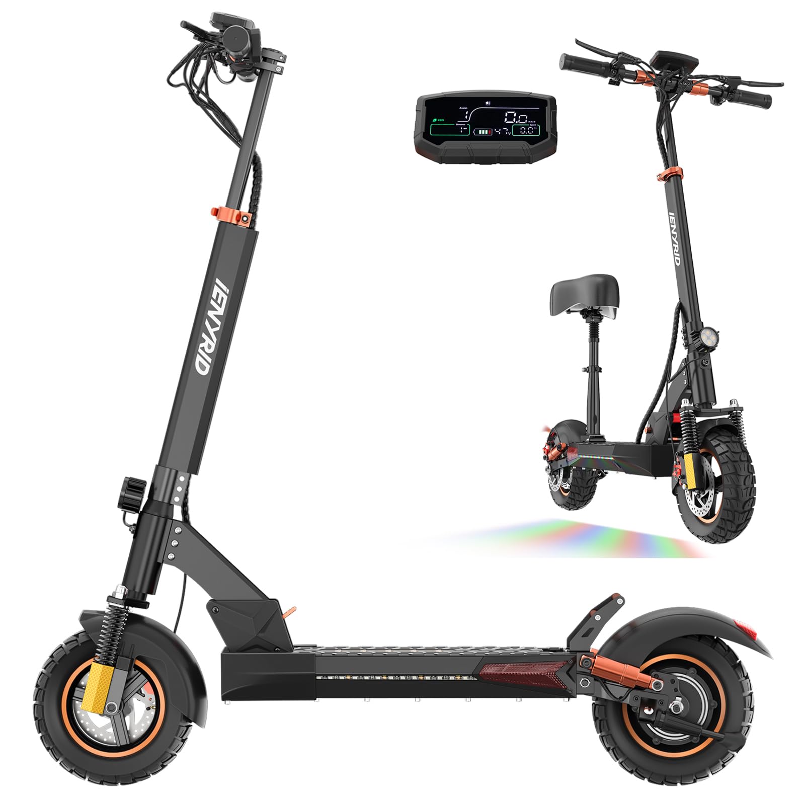 Electric Scooter for Adults with Seat, 1000W Peak Power Foldable Patineta Electrica, Commute eScooter Up to 31 Miles Long Range, 28 MPH Top Speed