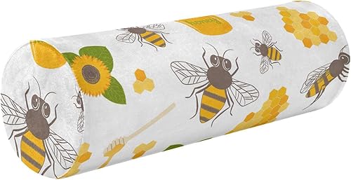 Honeycombs Sweet Round Cervical Roll Bolster Pillow Decorativo Cuello Roll Funda de Almohada Pequeña Almohada Redonda Cojín para Rodilla