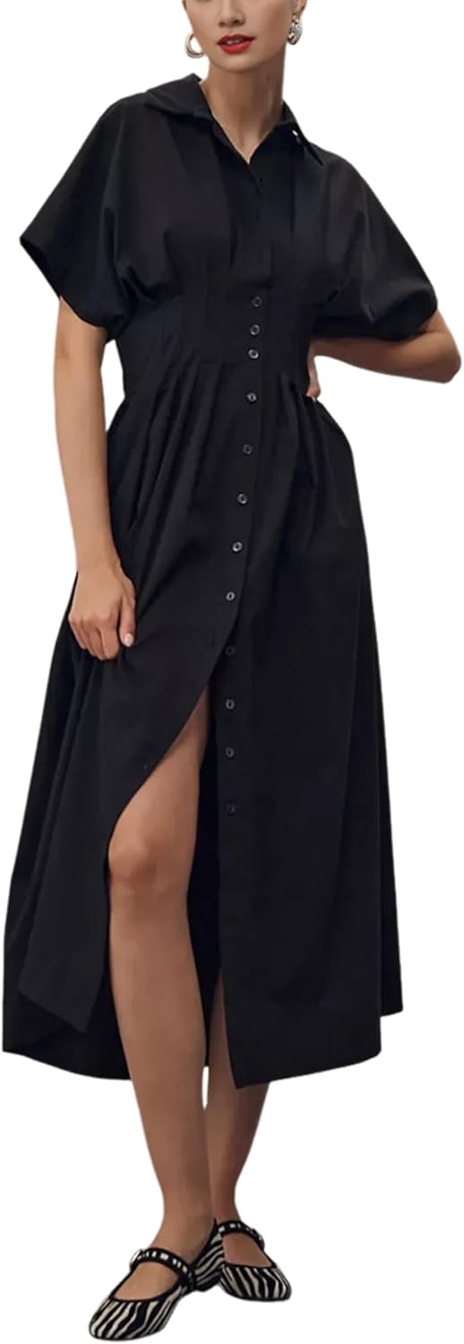 yeokou shirt dress women summer casual maxi sundress pockets