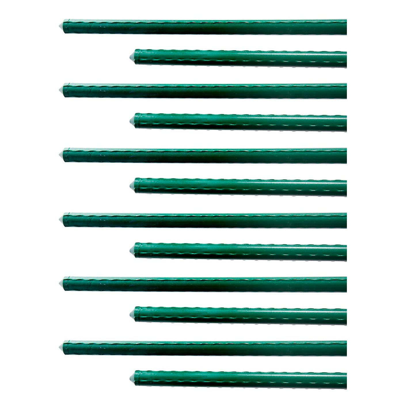 Tradineur - Pack 12 Varillas, tutores de Acero plastificado para Plantas, Soporte de Plantas, cañas jardín, estacas de Planta, 150 x 1,1 cm, Tubo de Acero Recubierto de plástico