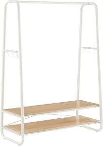 VASAGLE Meuble D'Entrée, Porte-Manteaux, Avec Banc Et Étagère à Chaussures, 9 Crochets Amovibles Tringle Pour Entree Chambre Style Industriel Marron Rustique Et Noir Hsr411b01