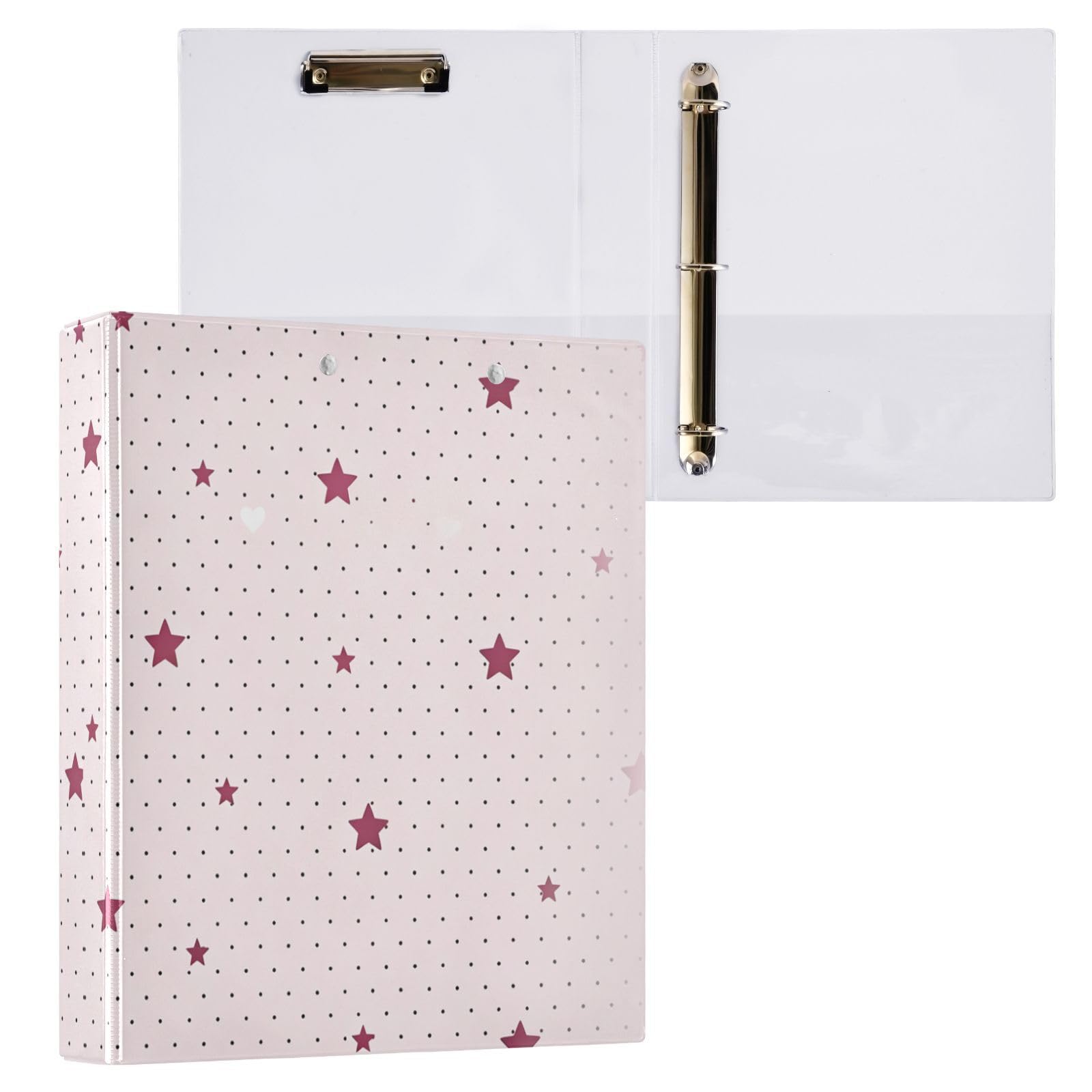 Raccoglitori da 3,8 cm con texture a stella rosa