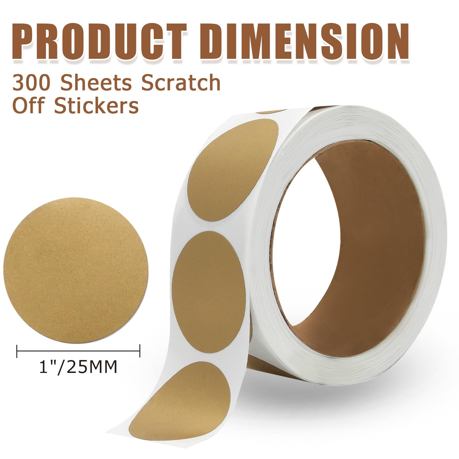 Snapklik.com : Suiwotin 300pcs 1" Round Scratch Off Stickers, 1 Roll ...