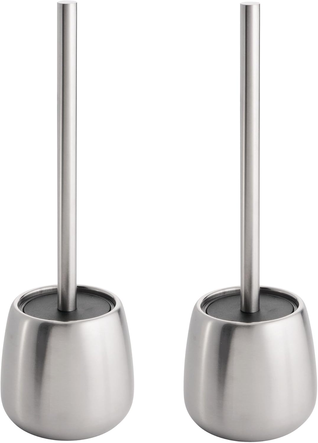 iDesign Stainless Steel Toilet Brush and Holder for Bathroom Cleaning and Storage, Set of 2, Brushed
