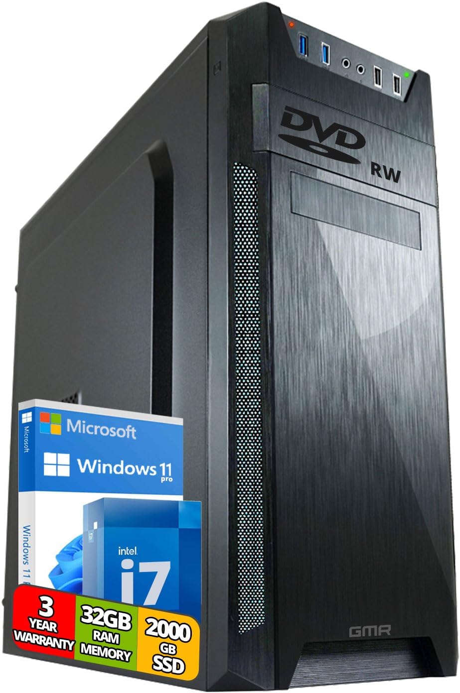 Ultra Intel i7 PC – Computer for Office & Home Office with 32GB DDR3 RAM/Memory – 2TB SSD – DVD+RW – USB 3.0 – WiFi 600 and Bluetooth 5 – Win 11 Pro