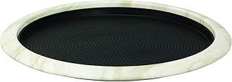 Service Ideas TR1412RIWM Tray with Removable Insert, 12" Round, Stainless Steel, White Marble
