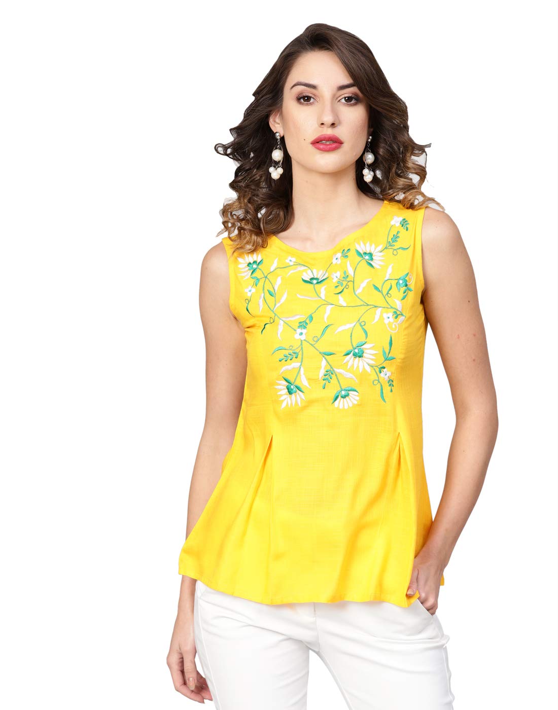 yash gallery Women's Rayon Slub Embroidered Straight Regular Fit Top for Women-picture-32