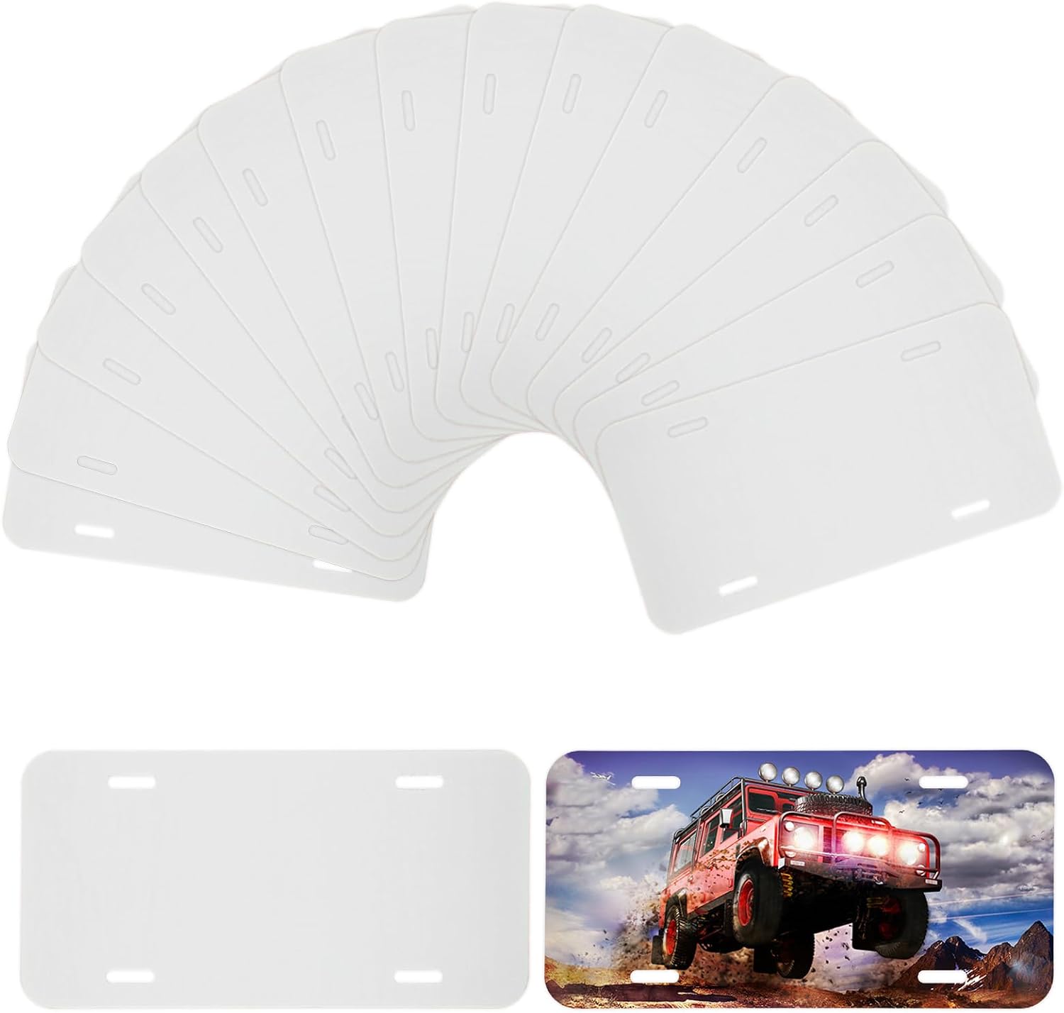 15Pcs Sublimation License Plate Blanks, 3" x 6" Blank License Plates for Vinyl, Blank License Plate, Heat Thermal Transfer Sheet DIY Picture Sublimation Blank for Custom Design Work - White