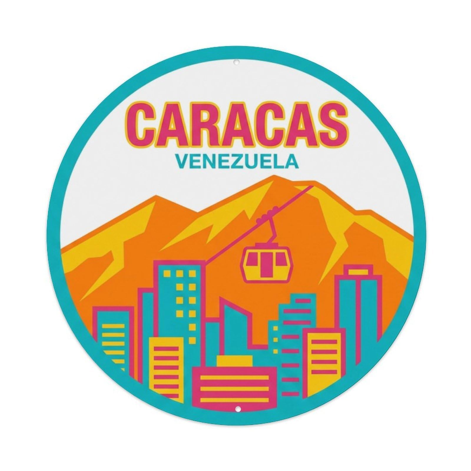 Vintage Travel Venezuela Caracas Metal Tin Sign