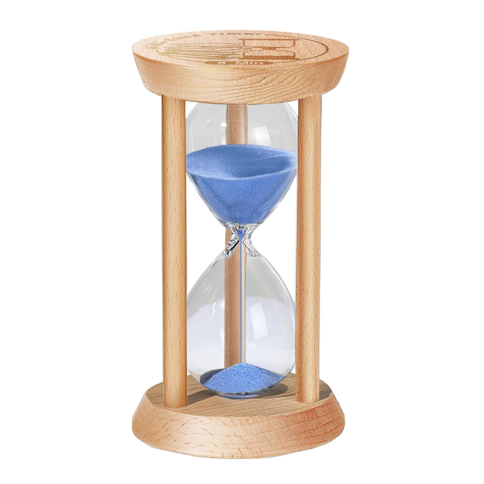 SuLiao Wooden Sand Timer 5 Minute Hourglass,Beech Sand Clock, Blue Small Watch 5 Min Timer, Reloj De Arenai Hour Glass Sandglass for Home Office Decorative Game Classroom โ image 1