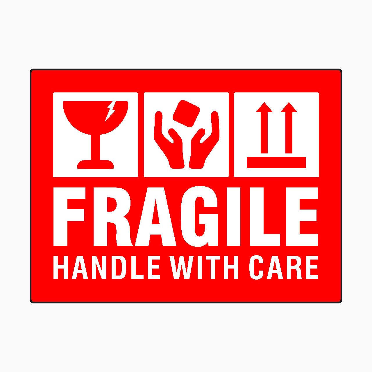 FRAGILE HANDLE WITH CARE Sign, 12x8 Metal Tin Sign, reminder for careful handling of fragile goods.