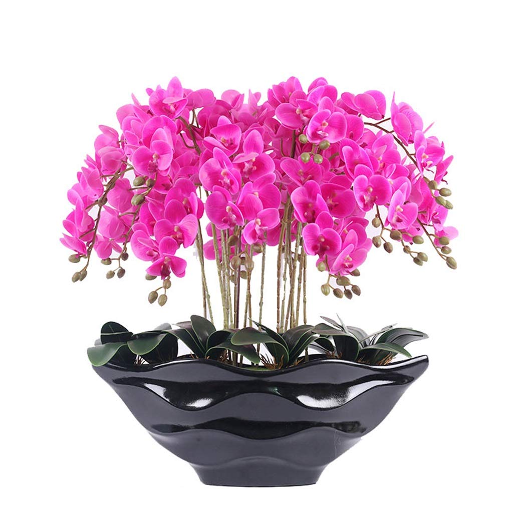 XDLEDMKIZ artificial flower Large Artificial Flower Phalaenopsis Orchid Flower Arrangement Fake Flower Phalaenopsis Potted Plant Set For Home Exquisite Decor Home decor w