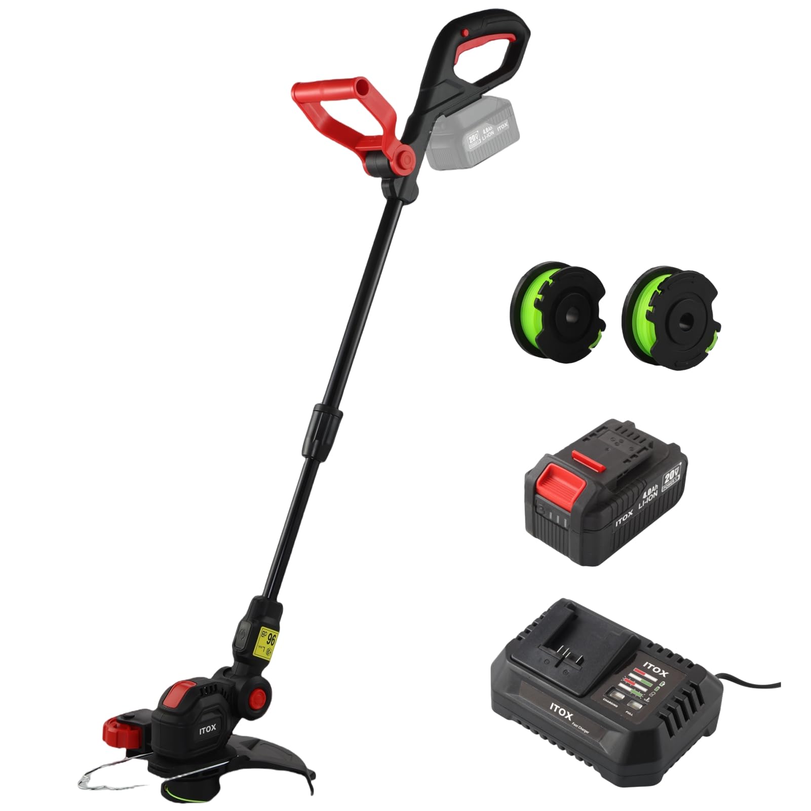 Cordless String Trimmer/Edger/Mower, 20V 12 inch Cordless String Trimmer 0.065” Trimmer Line Spool, 4.0Ah Li-ion Battery &4.0A Fast Charger, Lightweight Electric Lawn Edger for Lawn/Garden/Yard
