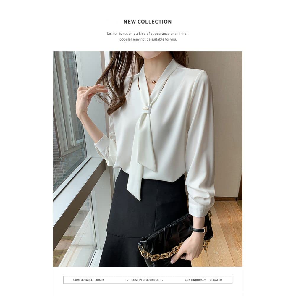 Office Long Sleeve White Woman Shirt Korean Chiffon Women Blouse