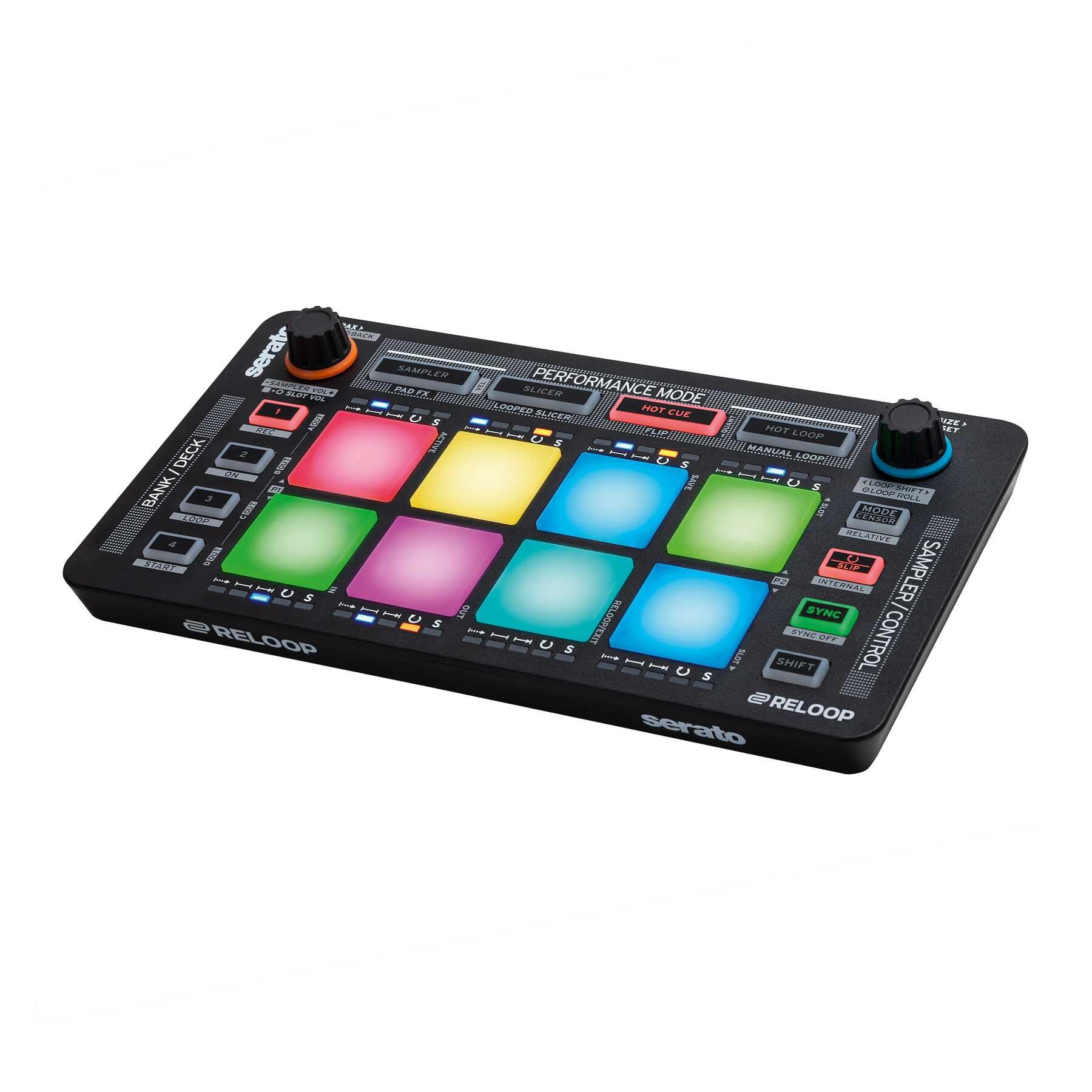 Reloop Neon - Contrôleur DJ USB supplémentaire avec pads de batterie de performance RVB sensibles à la vitesse, plug and play avec Serato DJ, (noir)