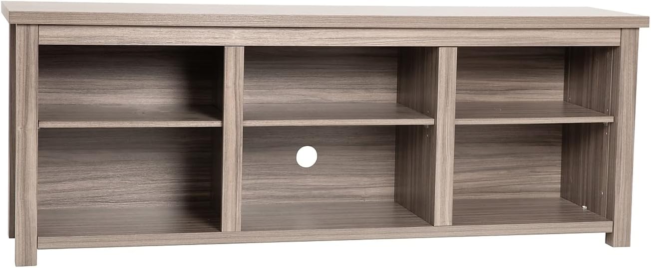 Flash Furniture Kilead TV Stand for up to 80" TVs - Modern Gray Wash Oak Finish - 65" Engineered Wood Framed Media Console - 6 Open Storage Compartments
