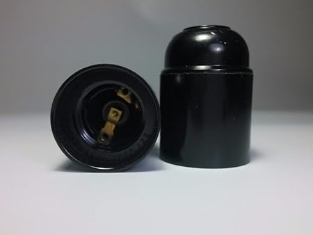 Glitz PC E27 Edison Screw Type Holder for Pendants and Wall Lamps (Black) - Pack of 2