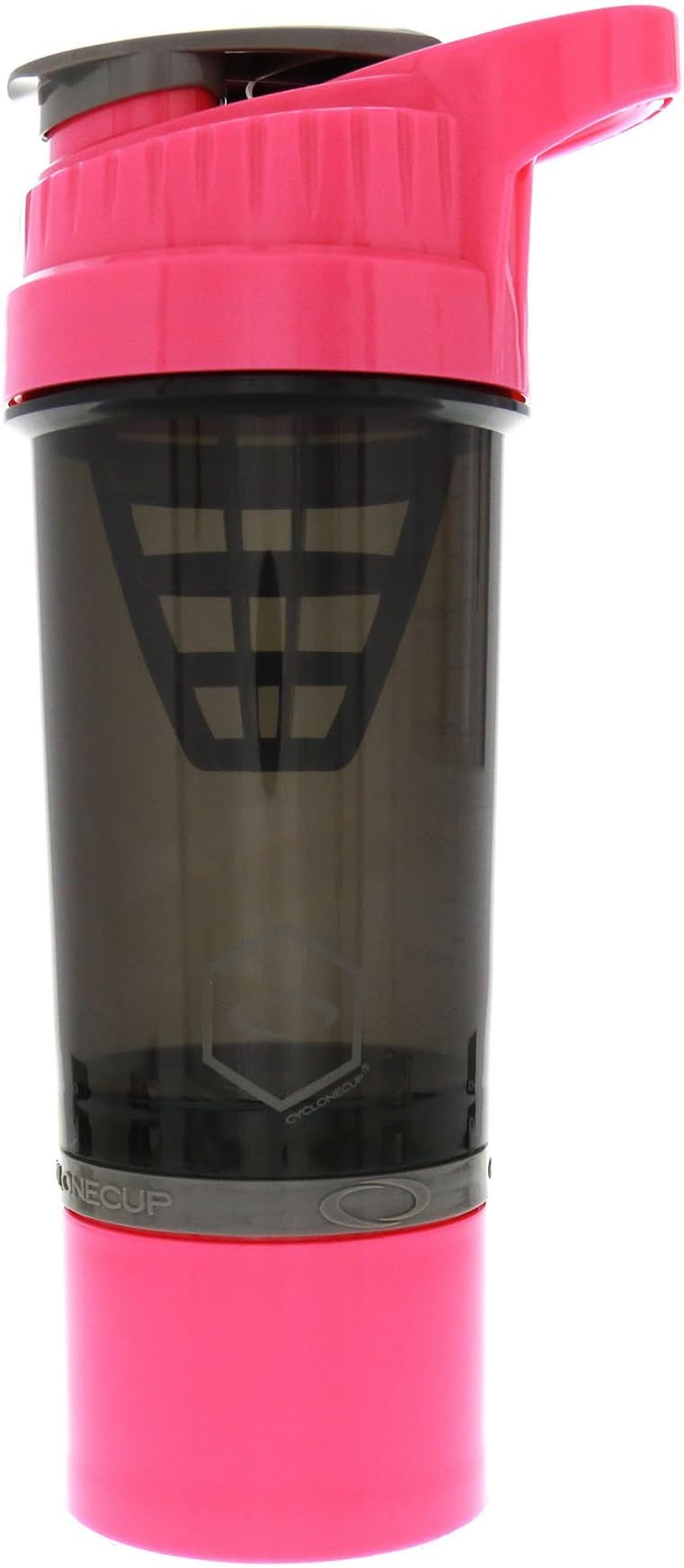 Cyclone Cup Gym Protein Powder Shaker Bottle Mixer 500ml + Storage Compartments (Pink)