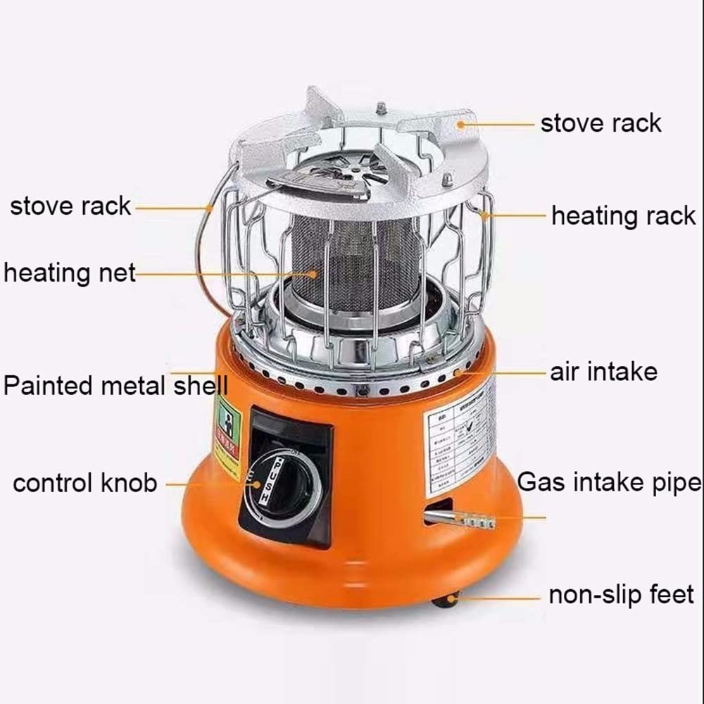 JOJAN Portatile Riscaldatore da Esterno 2 in 1 Stufa da Campeggio Stufa A Gas Stufetta A Gas Riscaldatore A Gas per Campeggio da Esterno, Campeggio di Pesca Passeggiate