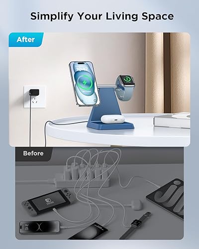 Miniatura 4 de Cargador inalámbrico magnético para iPhone - Estación de carga 3 en 1 para múltiples dispositivos Soporte de cargador para Apple Watch iPhone 16 15
