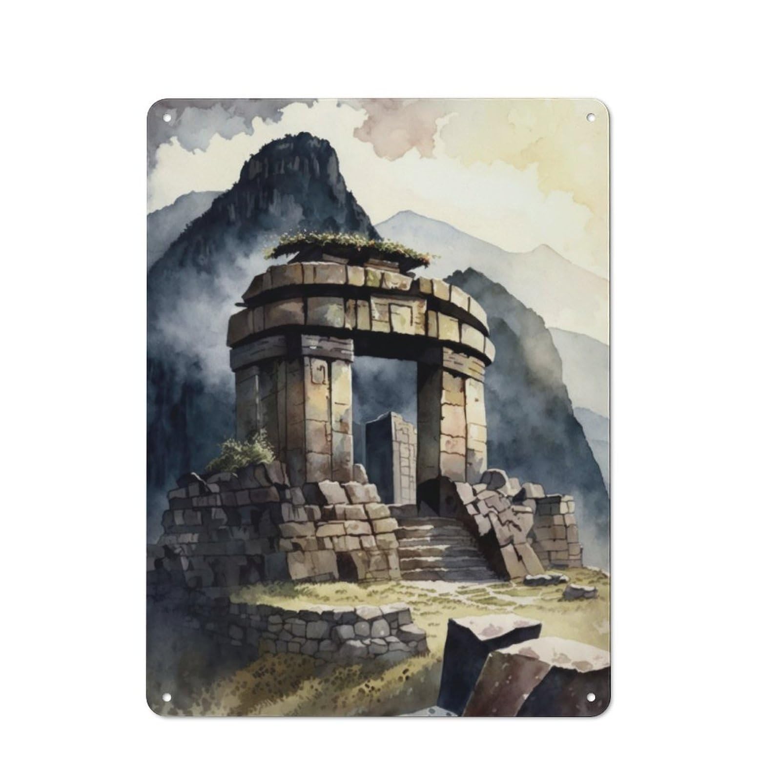 Junmoney The Temple Of The Sun Peru Smart Tin Sign 40X30cm Featuring Office Wall Decor For Workspace, Cafe, Shop Or Desk Area