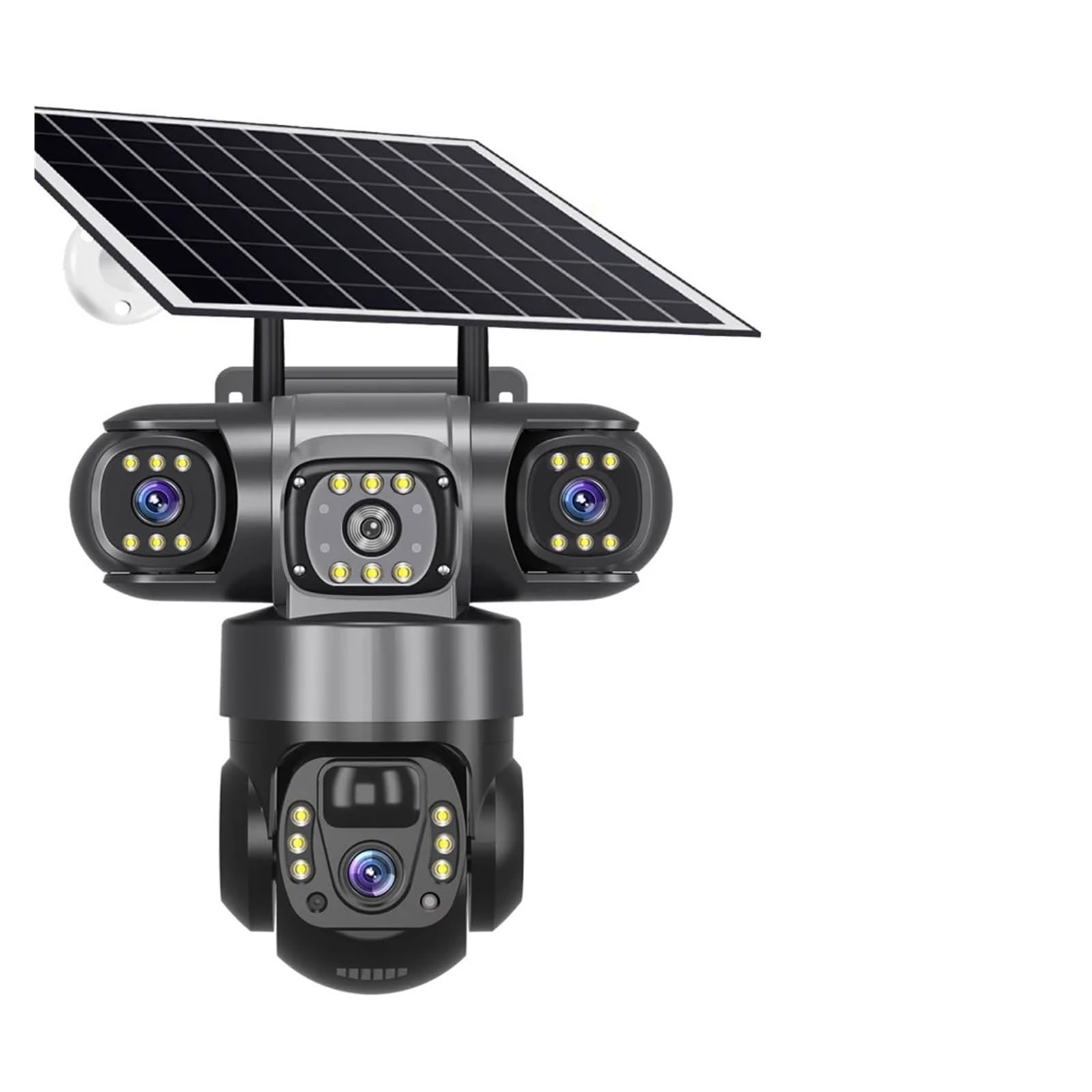 Oshpmbdlyfj One Color 12Mp Hd Solar Outdoor Camera 3 Lens 3 Screen 10X Zoom Cctv Night Vision Ip66 Waterproof Pir Human Detect Wifi Security Camera(Wifi Camera)