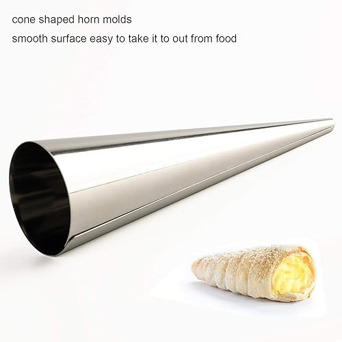 Miniatura 4 de Humber Living - Moldes de cuerno de acero inoxidable con forma tubular para tubos de cannoli croissant (cono crema)