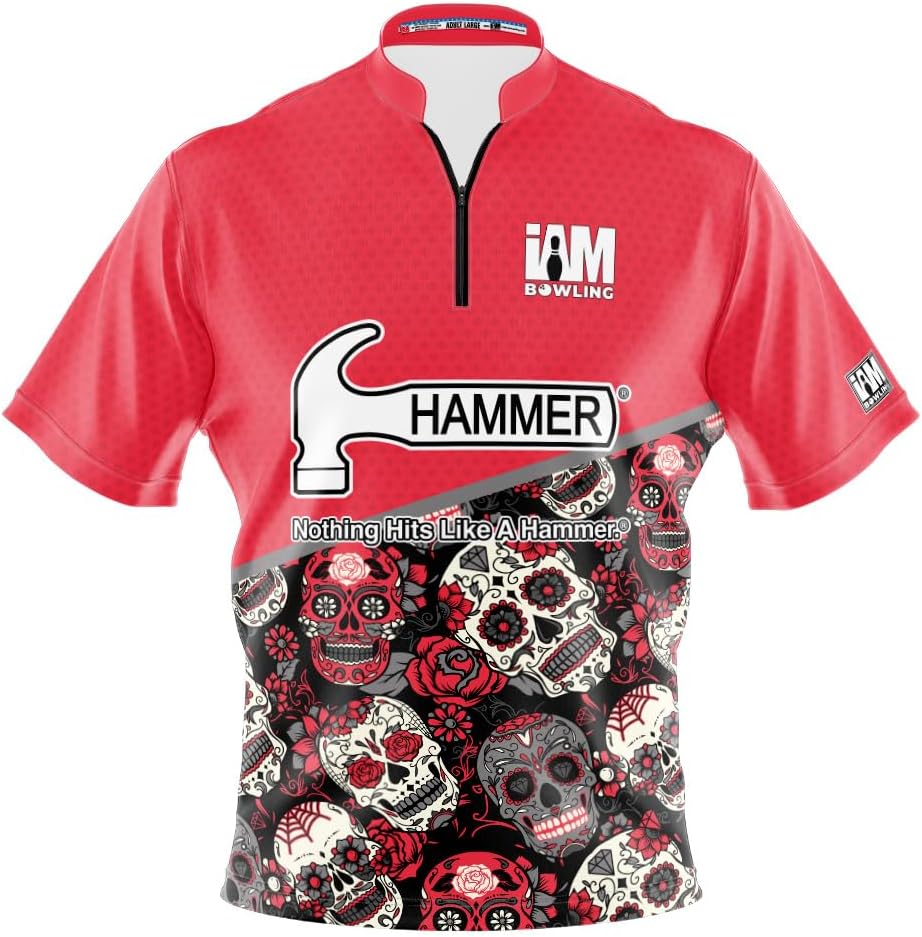Logo Infusion Dye-Sublimated Bowling Jersey (Sash Collar) - I AM Bowling Fun Design 2038-HM - Hammer - Halloween Skulls