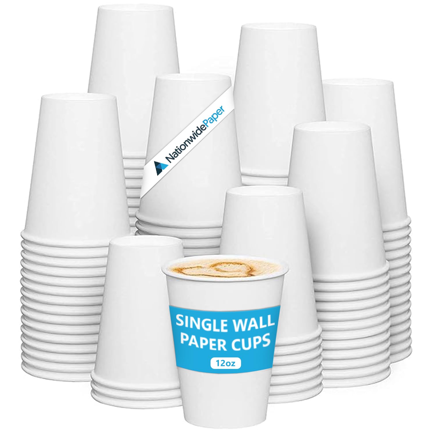 Nationwide Paper Pack of 1000 x 12oz Paper Cups Without Lids for Hot & Cold Drink Disposable Coffee Cups Eco Friendly Cups Perfect to Use for Your Home, Office, Cafe, Work Outdoors White Cups, 355ml