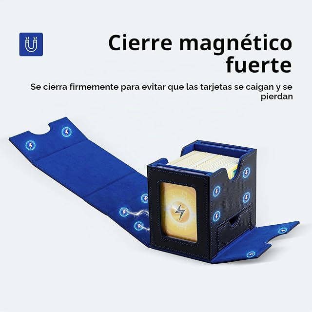 Foto 4 de 8 de Tolesum Caja de Cartas para MTG, Card Deck Box para 100+ Cartas con 2 Pantallas Commander, Magnetic Flip Box…