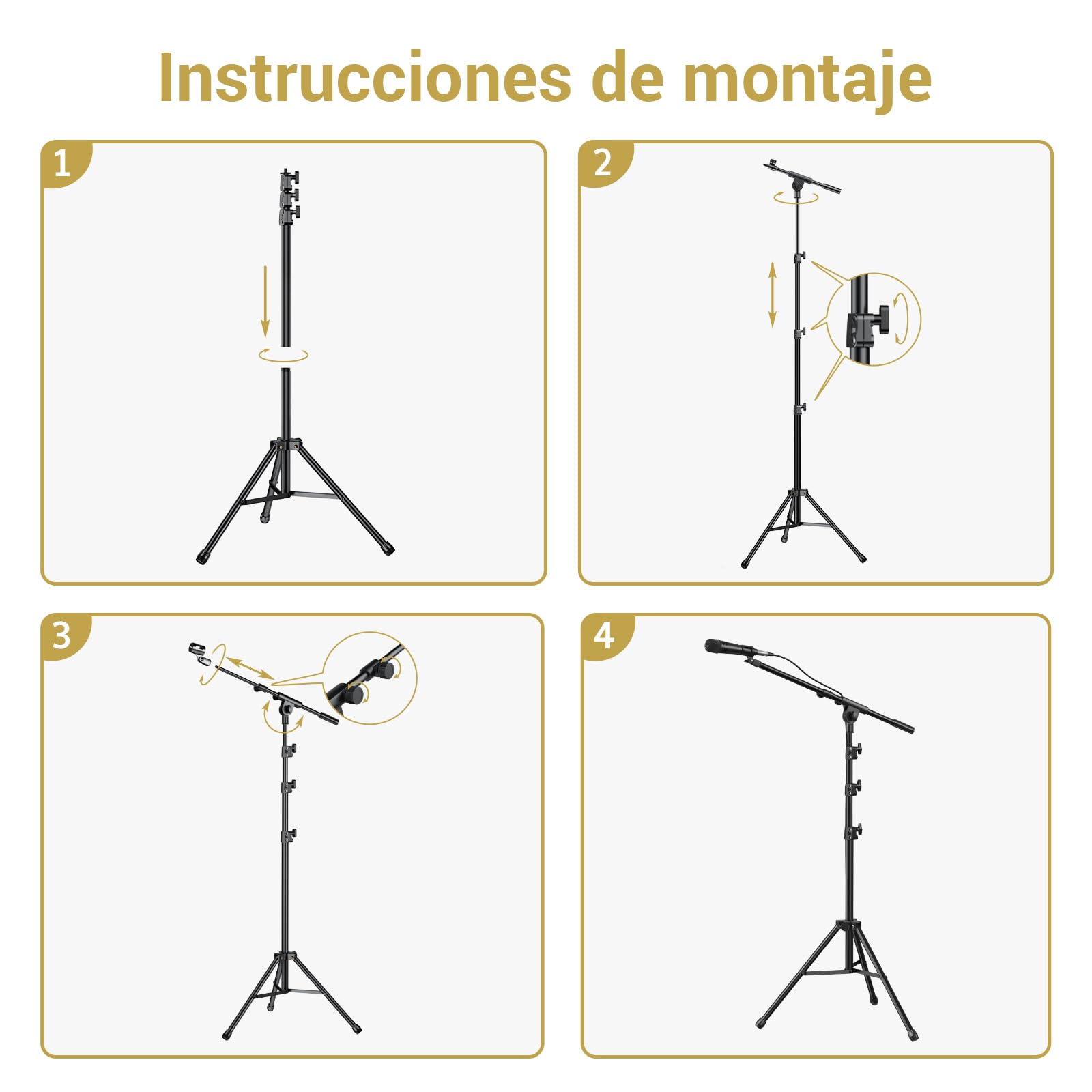 TONOR Microfono Karaoke con Soporte Resistente, Micrófono Dinámico XLR para Cantar, Captación Cardioide, Construcción Totalmente Metálica, Compatible con Mezcladores de DJ y Sistema de PA, 500 cm, K1+