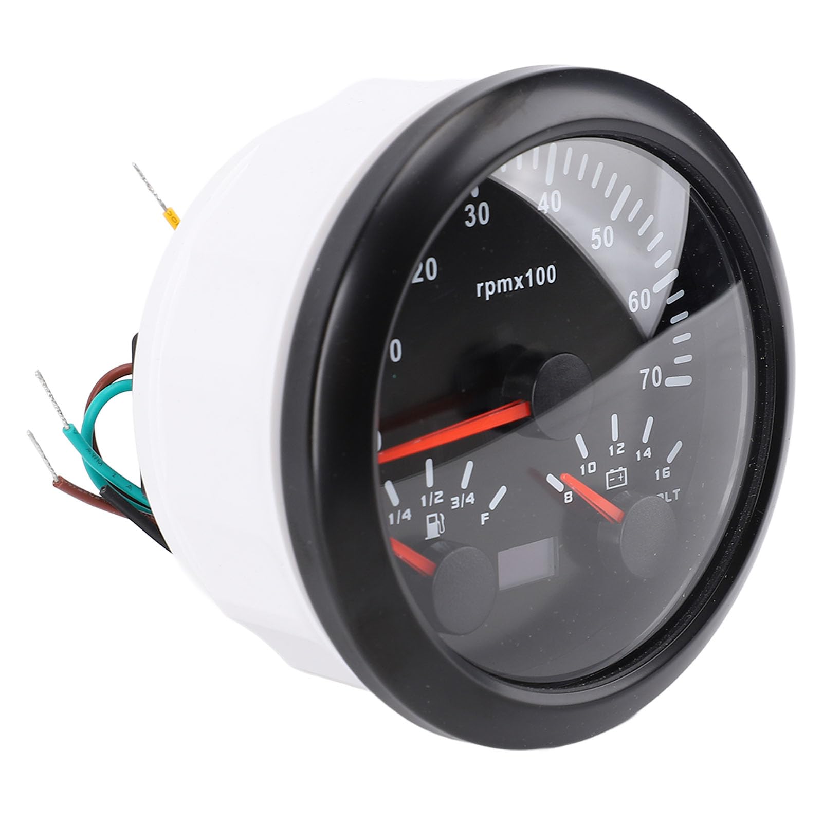 Tbest Prędkościomierz 85 Mm Woltomierz 8-16 V 3 / Cal w 1 Obrotomierz 7000 Obr./min 7 Kolorów Podświetlenia Ciężarówka Samochód (BLACK)