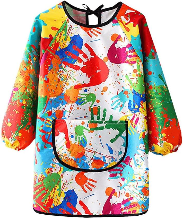 JZSKids Drawing Apron,Kids Art Smocks,Toddler Smock,Waterproof Artist Painting Aprons for Children,with Long Sleeve for Age,Waterproof, Oil-proof and Easy to Clean