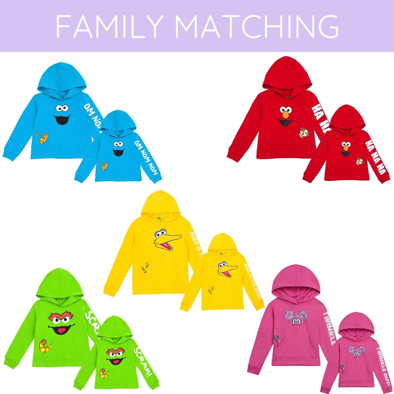 Sesame Street Hooded Matching Family Cosplay Long Sleeve Hooded T-Shirt Infant to Adult Sizes (12 Months - 2XL) - Image 5