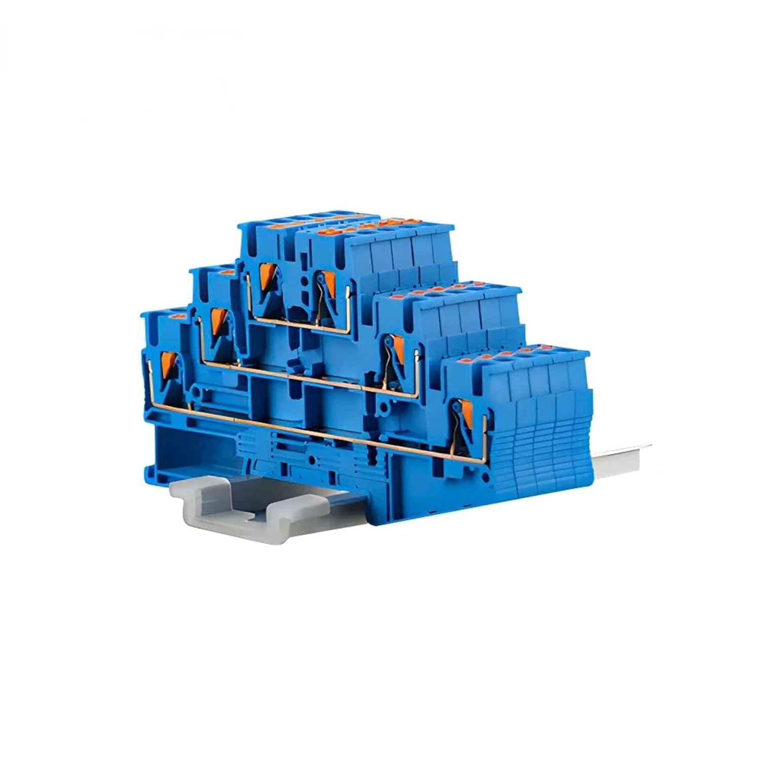 PT2.5-3L DIN Terminal Block 50pcs 31A 800V Triple Deck Spring Push-in Quick Connect AWG26-12(Blue)