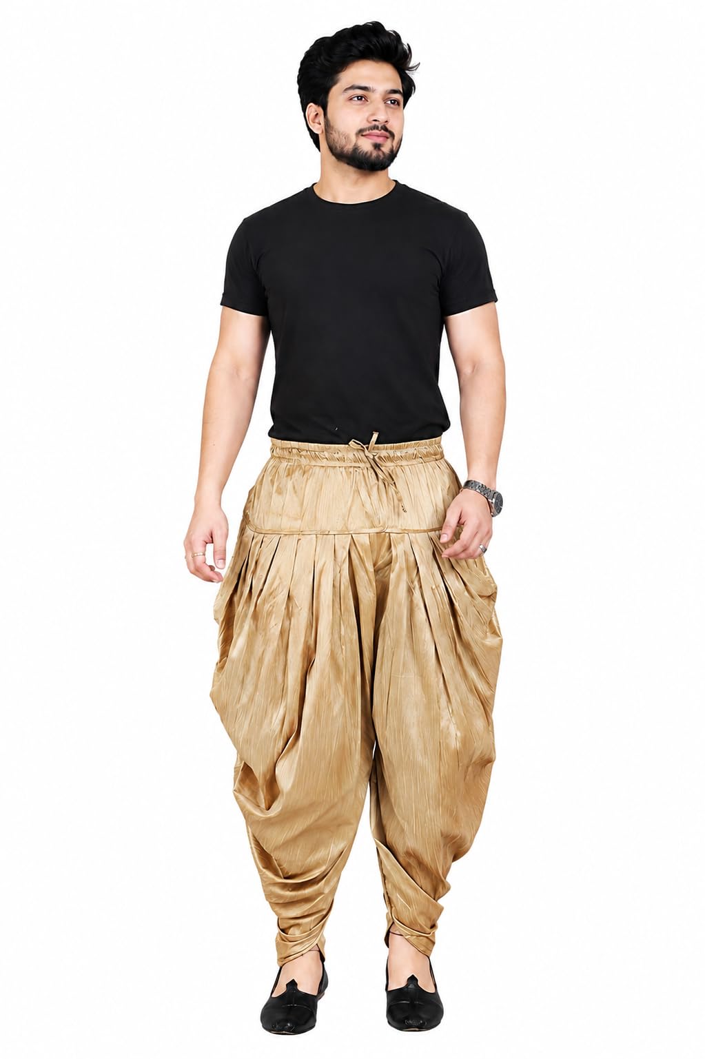 Men's Banasosi Silk Dhoti Salwar Pants Traditional Ethnic Harem Bottom Wear with Comfortable Elastic Waist Casual Festive (Free Size)-picture-20