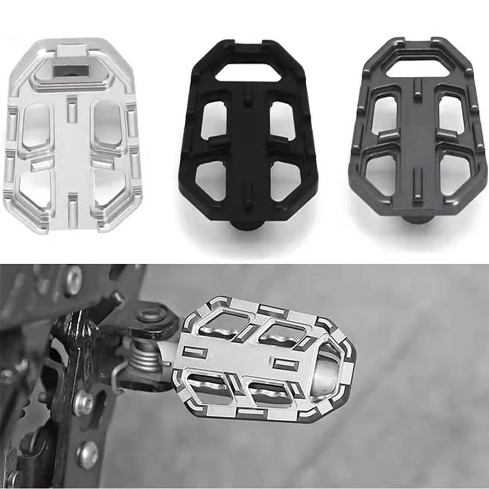 Estriberas Moto para F750GS para F850GS para G310GS para R1200GS para S1000XR CNC Billet Estriberas Anchas Pedales Estriberas De Descanso Juego Estriberas Moto(Gray)