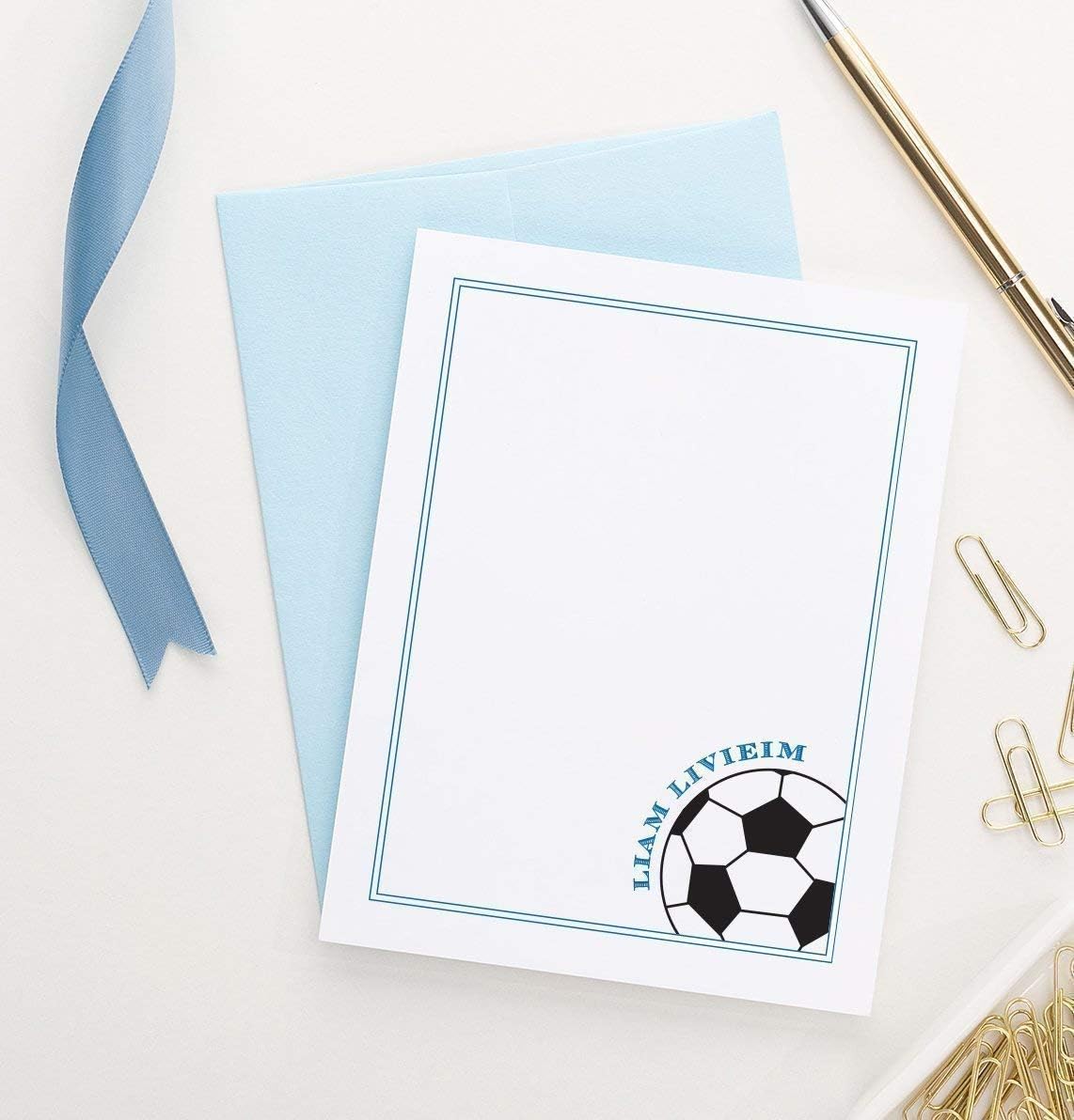 Soccer Personalized Stationery set, Personalized Baby Shower Thank You Card Boys, Boys Personalized Thank You Cards Kids, Your Choice of Colors and Quantity