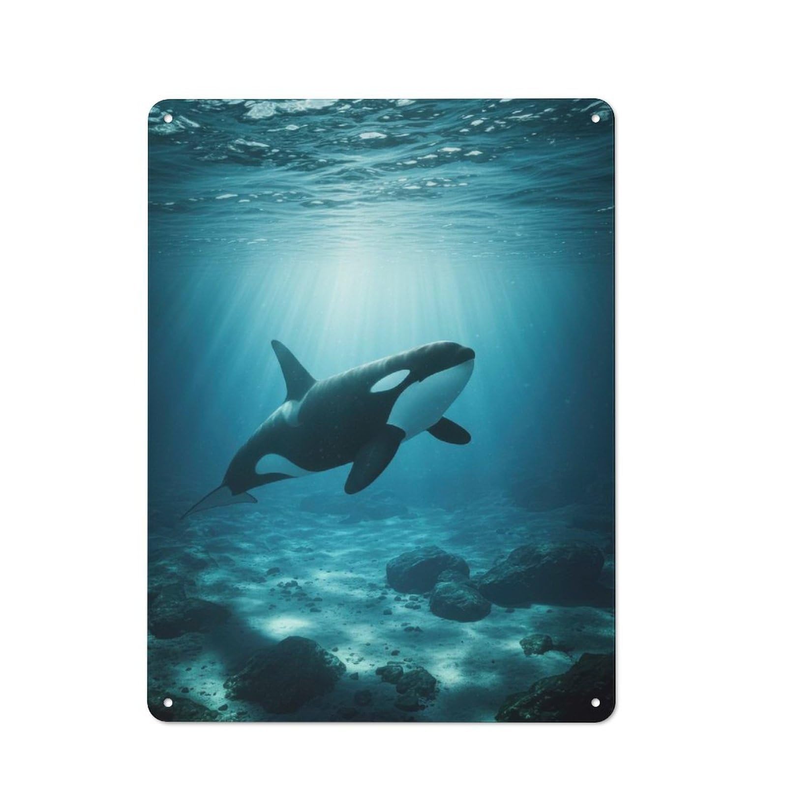 Junmoney Orca In Ocean Retro Metal Plaque 40X30cm Featuring For Garage Wall, A Winter Wall Decor Update For Workshop Decor Fans