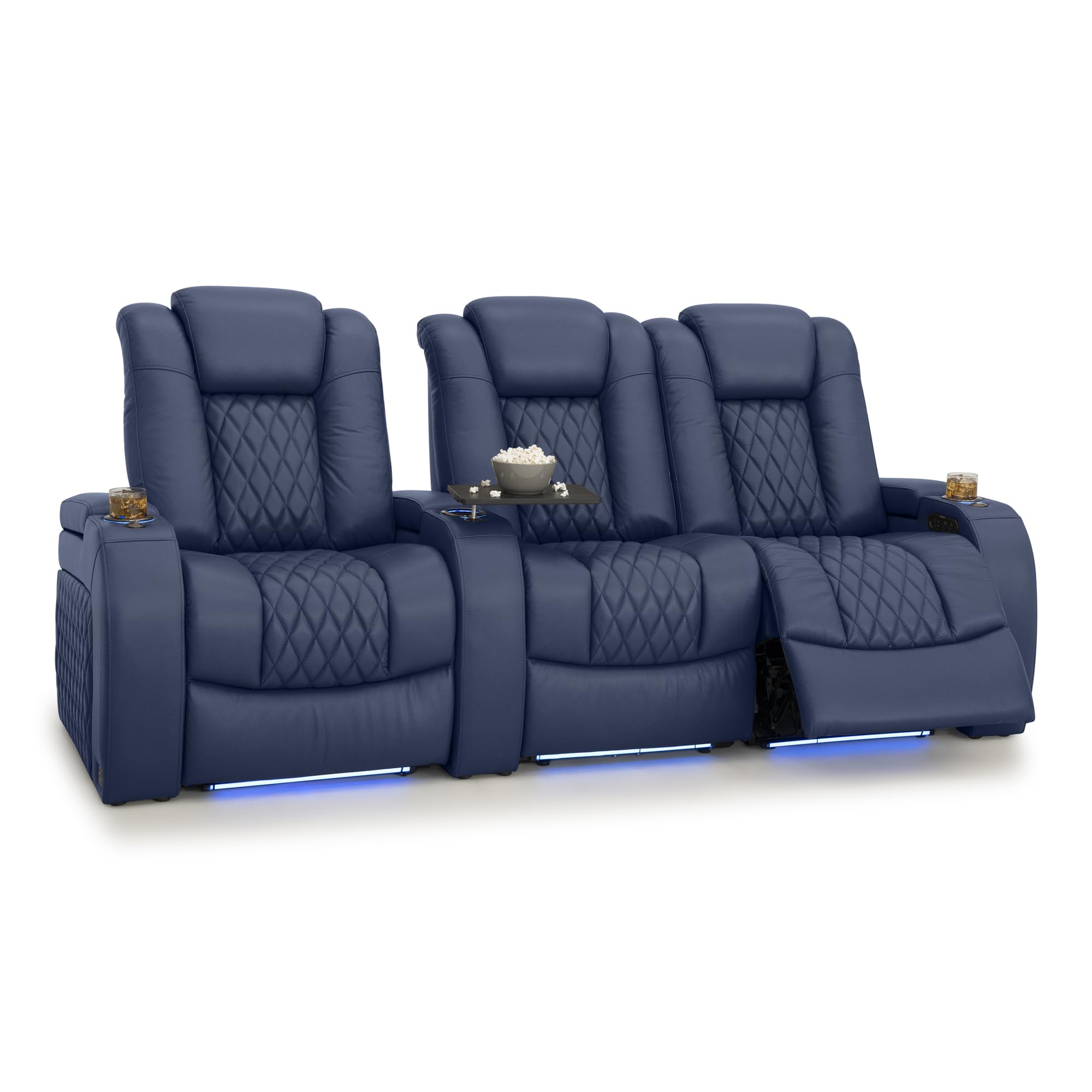 Seatcraft Diamante Home Theater Seating Navy Blue Row of 3 Right Loveseat