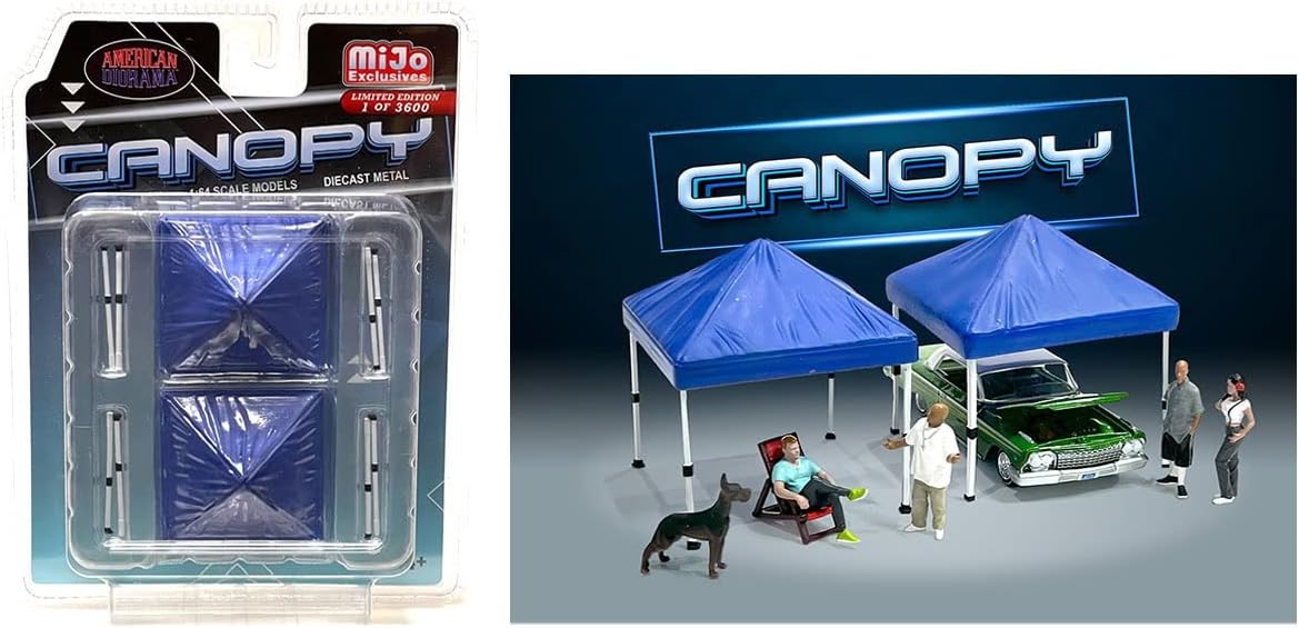 American Diorama Canopy (Blue) 1:64 Metal Figures Set AD-76517MJ, for All 1:64 die cast Vehicle Display and Diorama