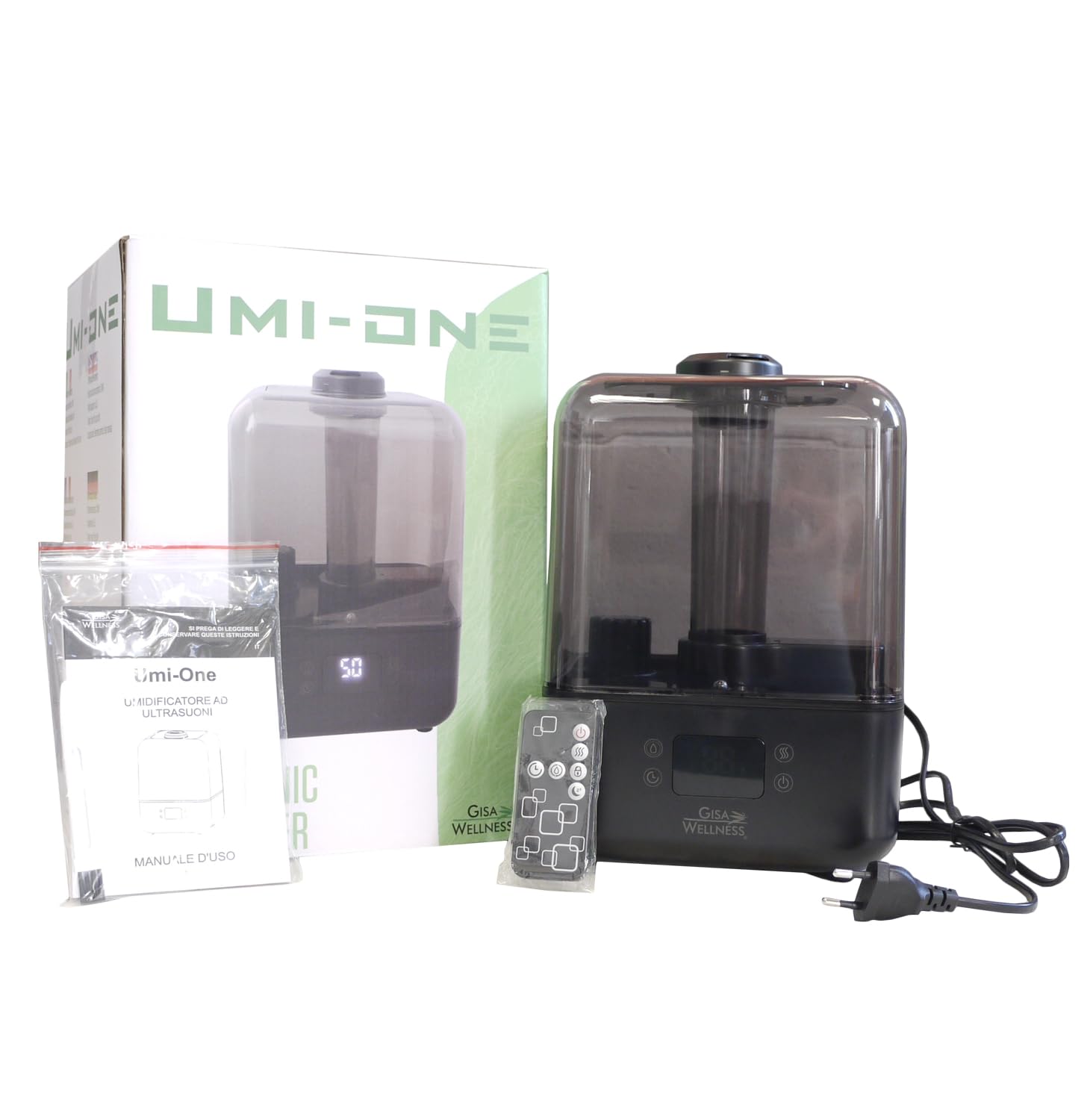 Gisa Wellness - Umi-One - Umidificatore Tecnologico ad Ultrasuoni 4,5L - Aromaterapia - Modalità Notturna - Ampio Serbatoio - Per Soggiorni, Uffici, Camera da Letto e Relax