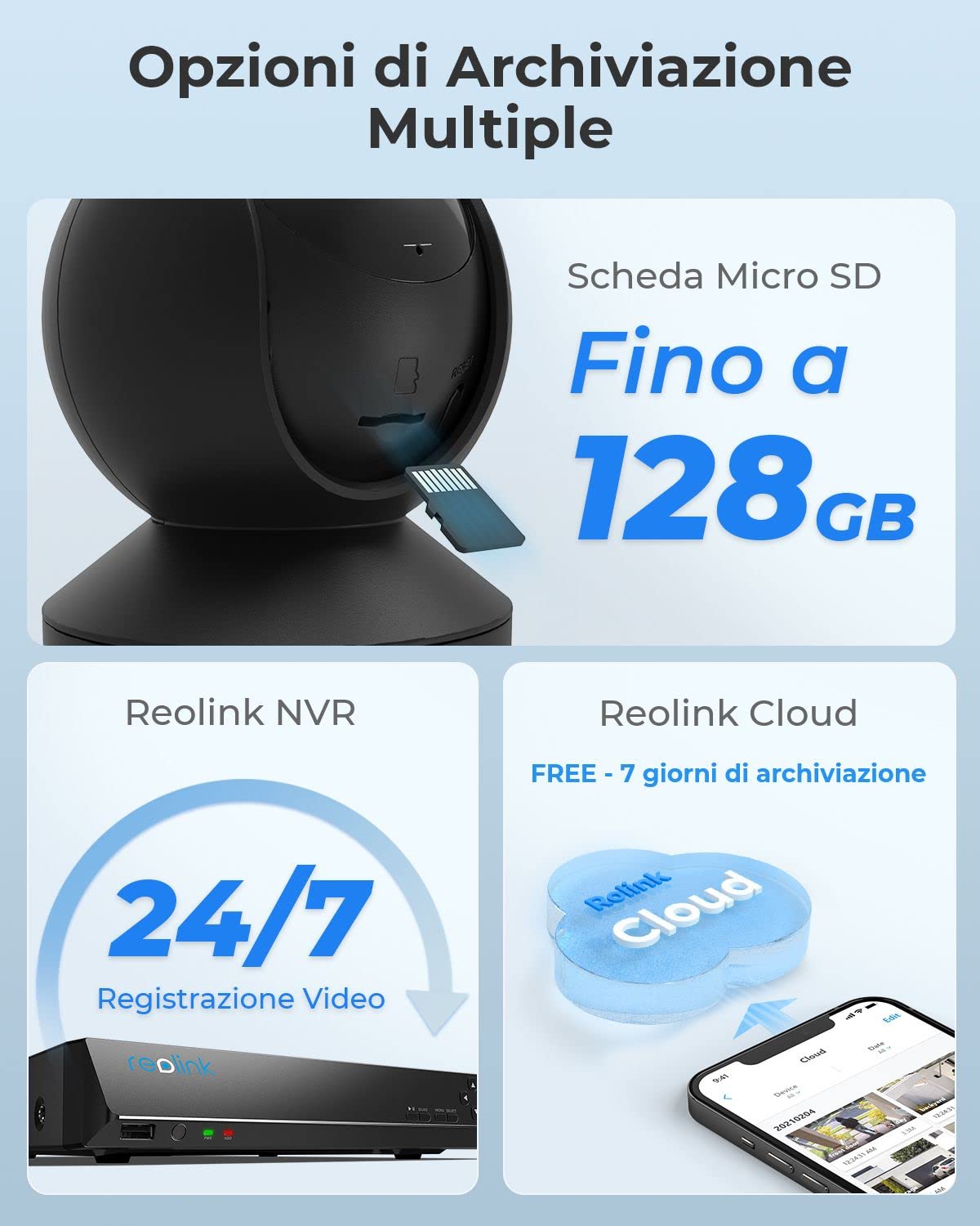 Reolink 2K 4MP Telecamera WiFi Interno con Pan/Tilt, Rilevazione del Movimento, Visione Notturna, Videocamera Sorveglianza Interno WiFi 2.4/5GHz, Audio a 2 Vie, Cloud, E1 Pro Nero (Ricondizionato)