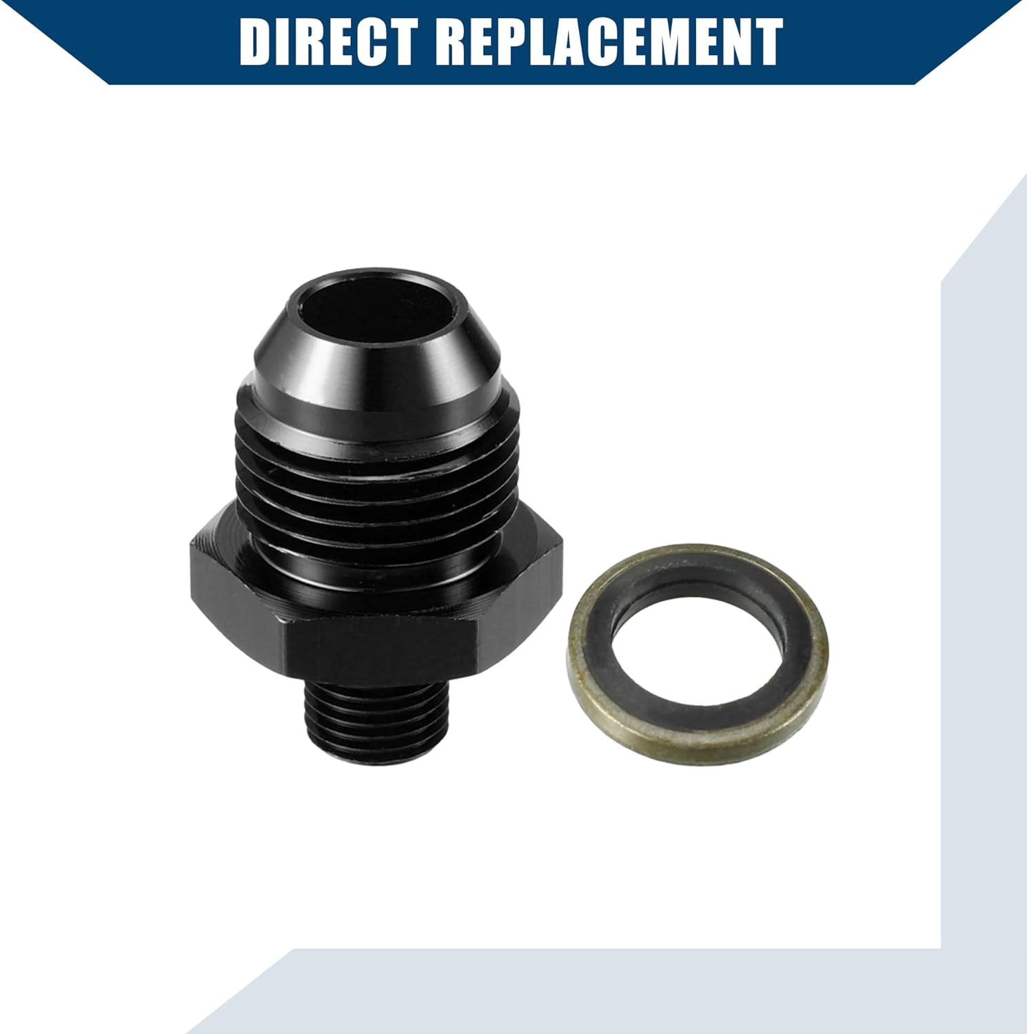 Fuel Fitting with Washer/Inner Fuel Line Male Flare Adapter for Car/Durable Aluminum Alloy Metric M10x1.0 to 8AN Male Flare Adapter / 1 Set Black