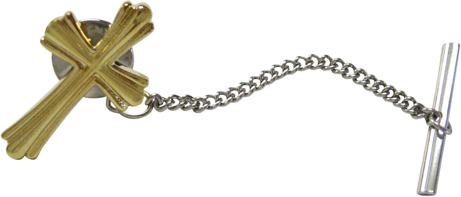 Kiola Designs Gold Toned Intricately Detailed Cross Tie Tack