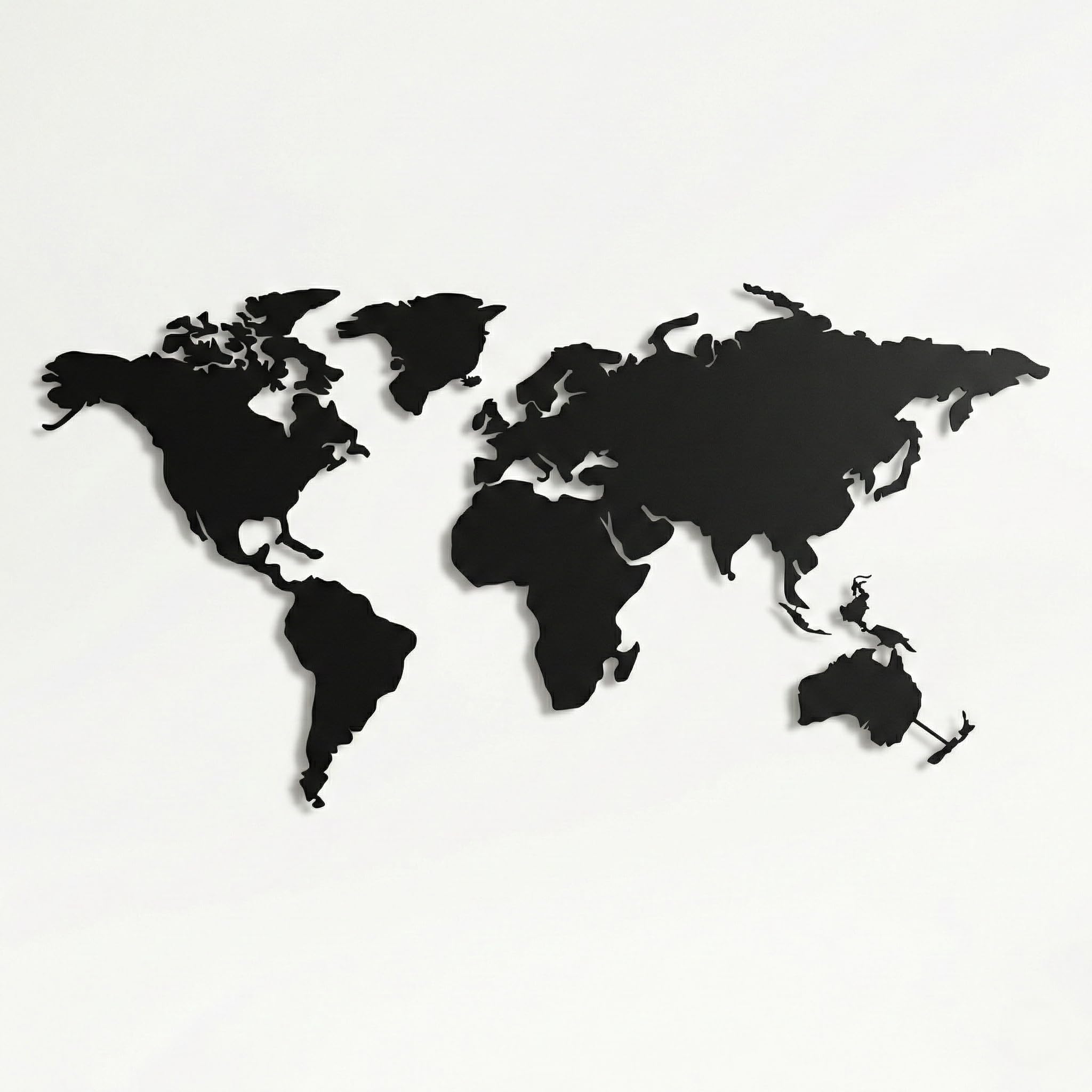 DEKADRON Arte de pared de metal, mapa del mundo de metal, continentes, decoración de pared de metal, decoración de interiores, 4 piezas (101 x 53 cm)