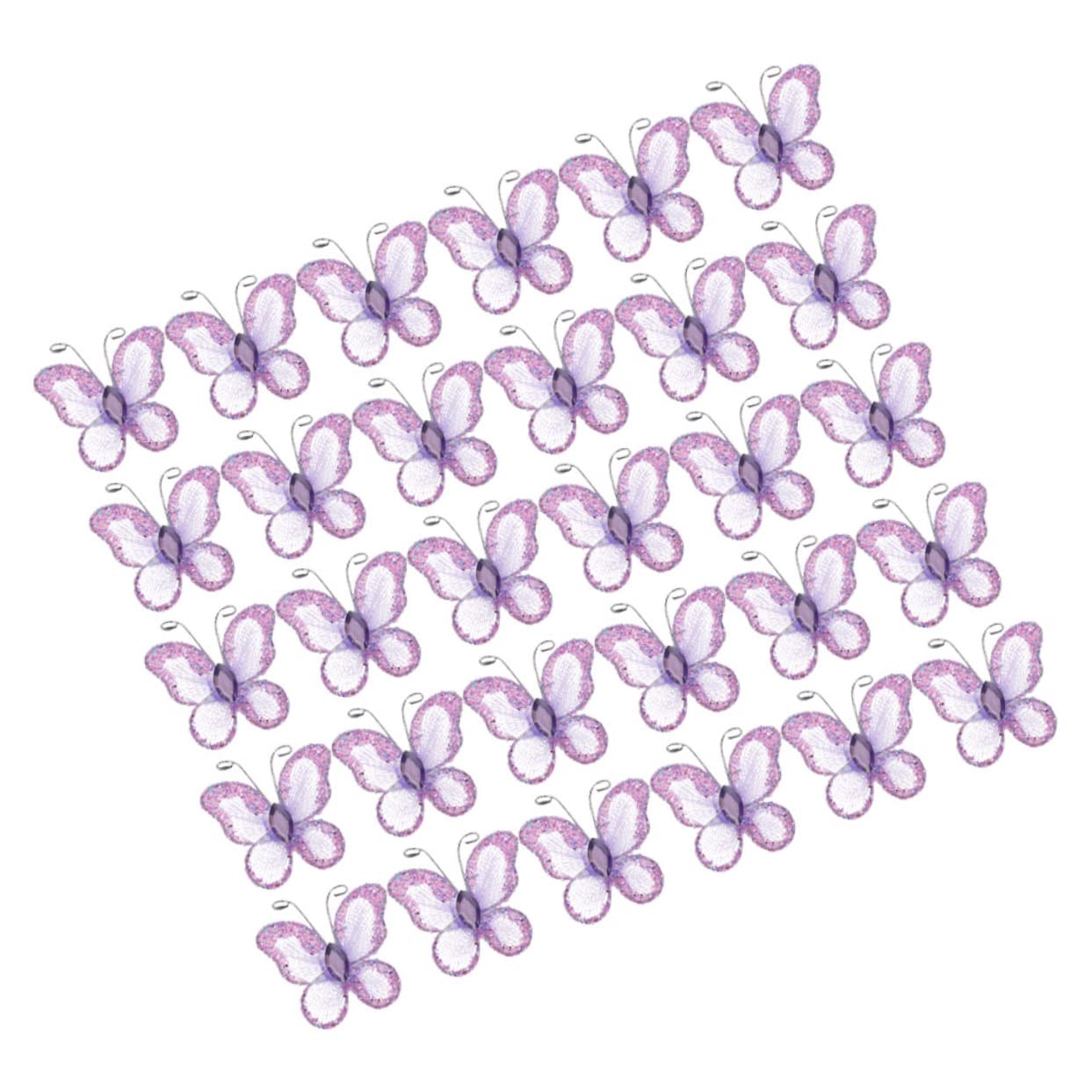 ABOOFAN 300 Stk Retikulierter Schmetterling Mädchenzimmerdekorationen Glitzer-schmetterlingsjuwel Mesh-schmetterlinge Schmetterling Für Blumensträuße Schmetterling Aus Draht Violett Stoff