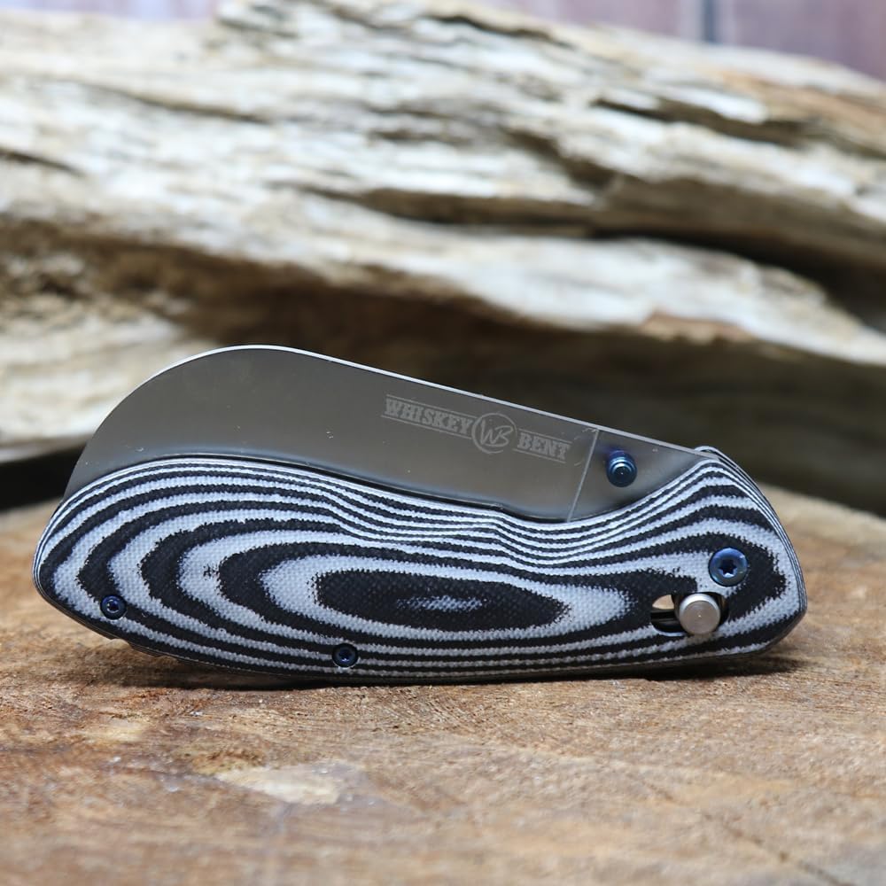 WHISKEY BENT HAT CO. Catch Pin Lock Folding Pocket Knife w/Clip 3.45" Hawksbill Blade Thumbstud Opening 4.5" Closed Length 440C Stainless Steel Blade (Night Hawk, 4.5" Closed Length)