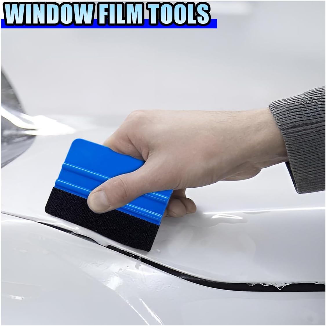 14PCS Car Vinyl Wrap Window Tint Tool Kit - Glass Protective Film Scraper Car Window Film Installation Application Tool Set Include Felt Squeegee, Tint Squeegee, Razor Scraper with Blades