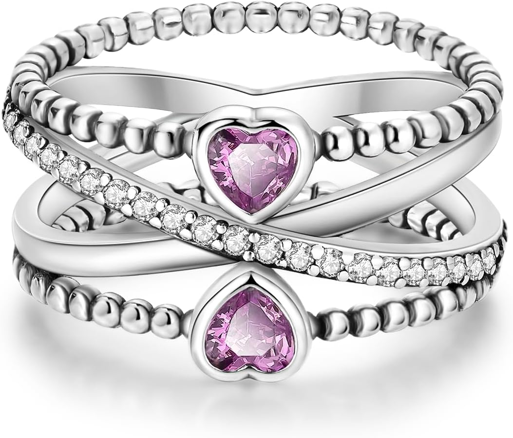 Hapour 925 Sterling Silver Ring for Women, Eternity Gorgeous Rings Stackable Rings for Women Teens Valentine Day Gifts for Her Ring Size 6-9 - Image 3